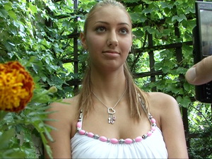 Tall And Pretty Eighteen-year Girl At The Bus Stop